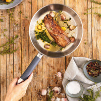 Set de 3 sartenes acero inoxidable sin antiadherente Master 20-24-28 cm