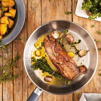 Set de 3 sartenes acero inoxidable sin antiadherente Master 20-24-28 cm