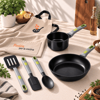 Pack Life con sartén, cazo, utensilios + delantal de regalo