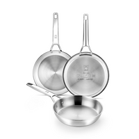 Set de 3 sartenes de acero inoxidable sin antiadherente 20+24+28 cm Signature