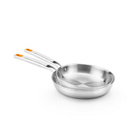 Set of 2 stainless steel frying pans without non-stick Efficient Inox