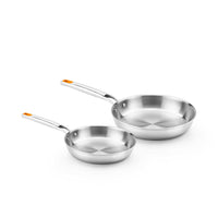Set of 2 stainless steel frying pans without non-stick Efficient Inox