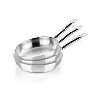 Set of 3 Profesional stainless steel frying pans without non-stick coating