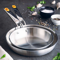 Set of 2 stainless steel frying pans without non-stick Efficient Inox