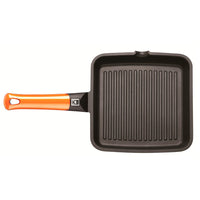 Efficient Orange Ribbed Grill Pan