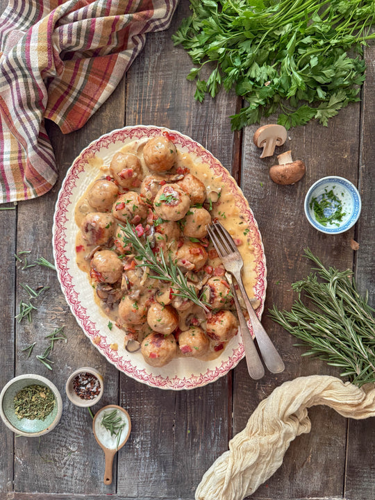 Albóndigas Coq-au-vin