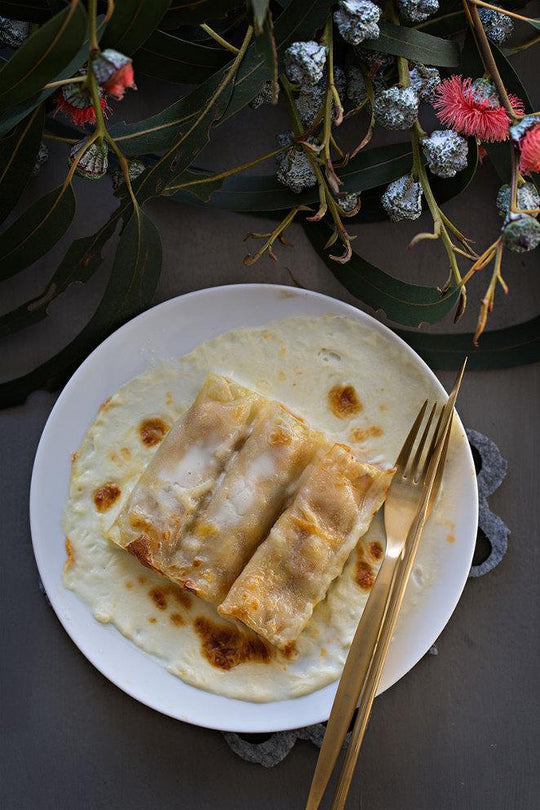 Canelones de rape y gambas