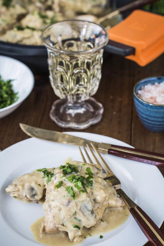 Coq au vin – Pollo al vino blanco