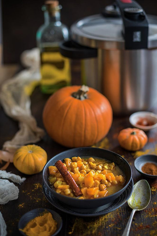 Garbanzos con curry y calabaza