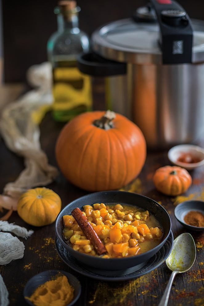 Garbanzos con curry y calabaza