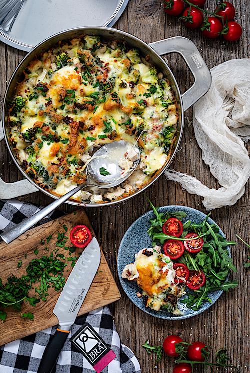 Gratín de pollo con brócoli