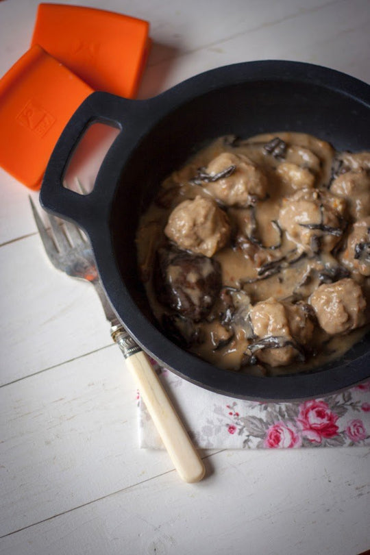 Albóndigas con níscalos (rovellones) en salsa