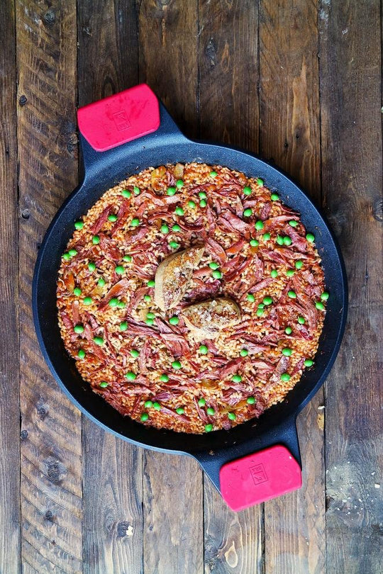 Arroz con foie y confit de pato