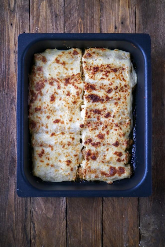 Canelones tradicionales de rustido y foie