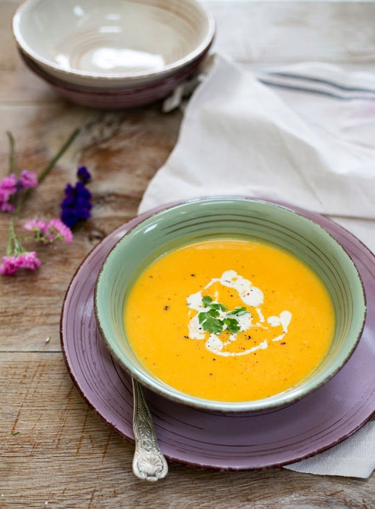 Crema de calabaza asada con chile y jengibre