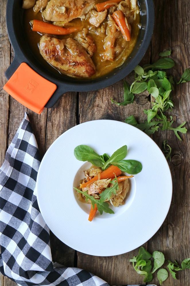 Ensalada de pollo en escabeche a la naranja