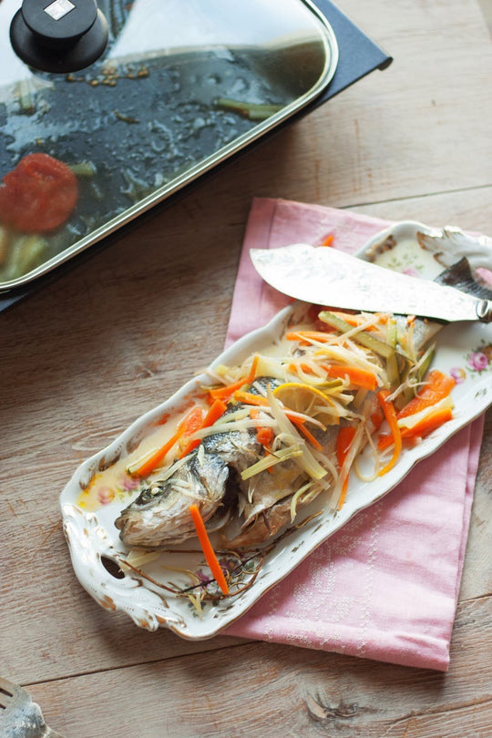 Lubina en papillote con verduritas