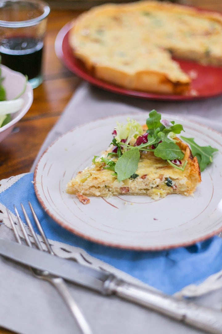 Quiche de puerros calabacín y bacon
