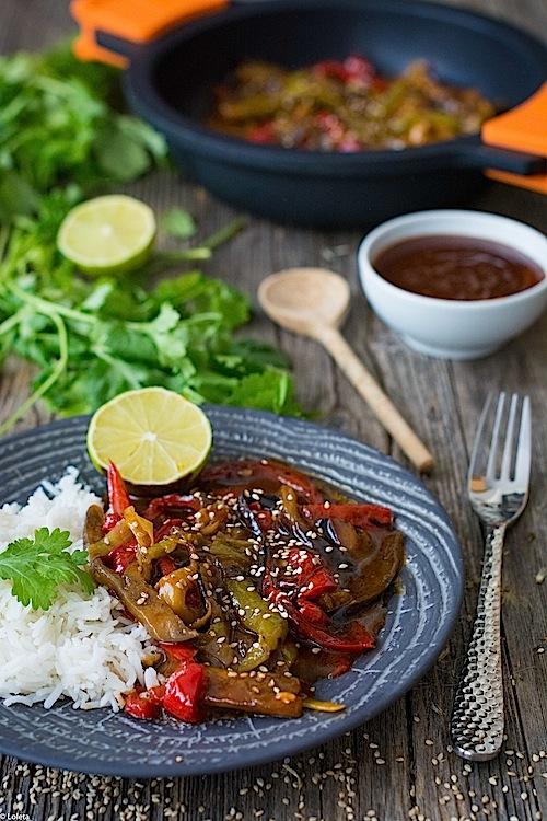 Verduras con salsa agridulce casera