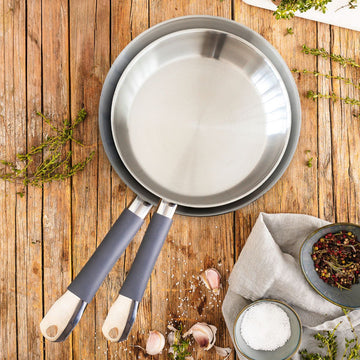 Set de 2 sartenes acero inoxidable sin antiadherente Master 24-28 cm