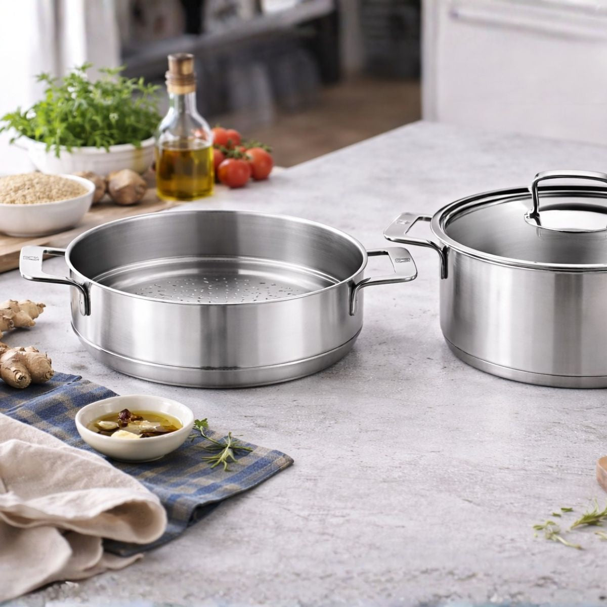 Signature stainless steel casserole dish with steamer (non-stick)