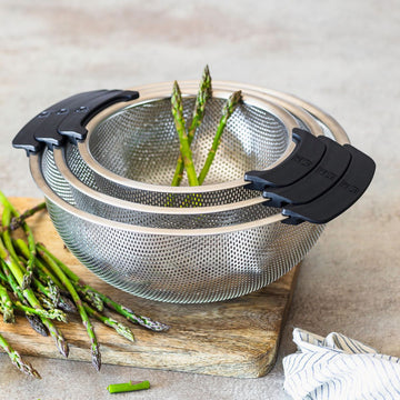 Set de 3 escurrideras de acero inoxidable