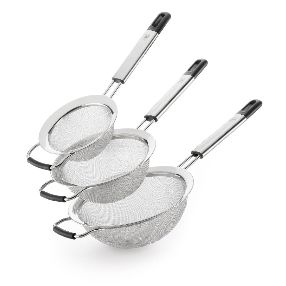 3er-Set Edelstahlsiebe – Cocina con BRA