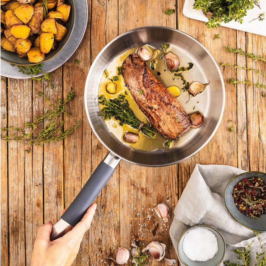 Sartén de acero inoxidable sin antiadherente sin antiadherente Profesional - Cocina con BRA Sartén de acero inoxidable sin antiadherente sin antiadherente Profesional - Cocina con BRA