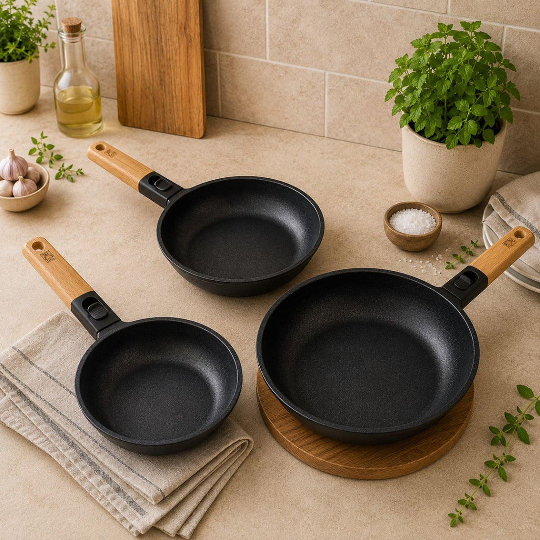 Set de 3 sartenes Market 18-22-26cm