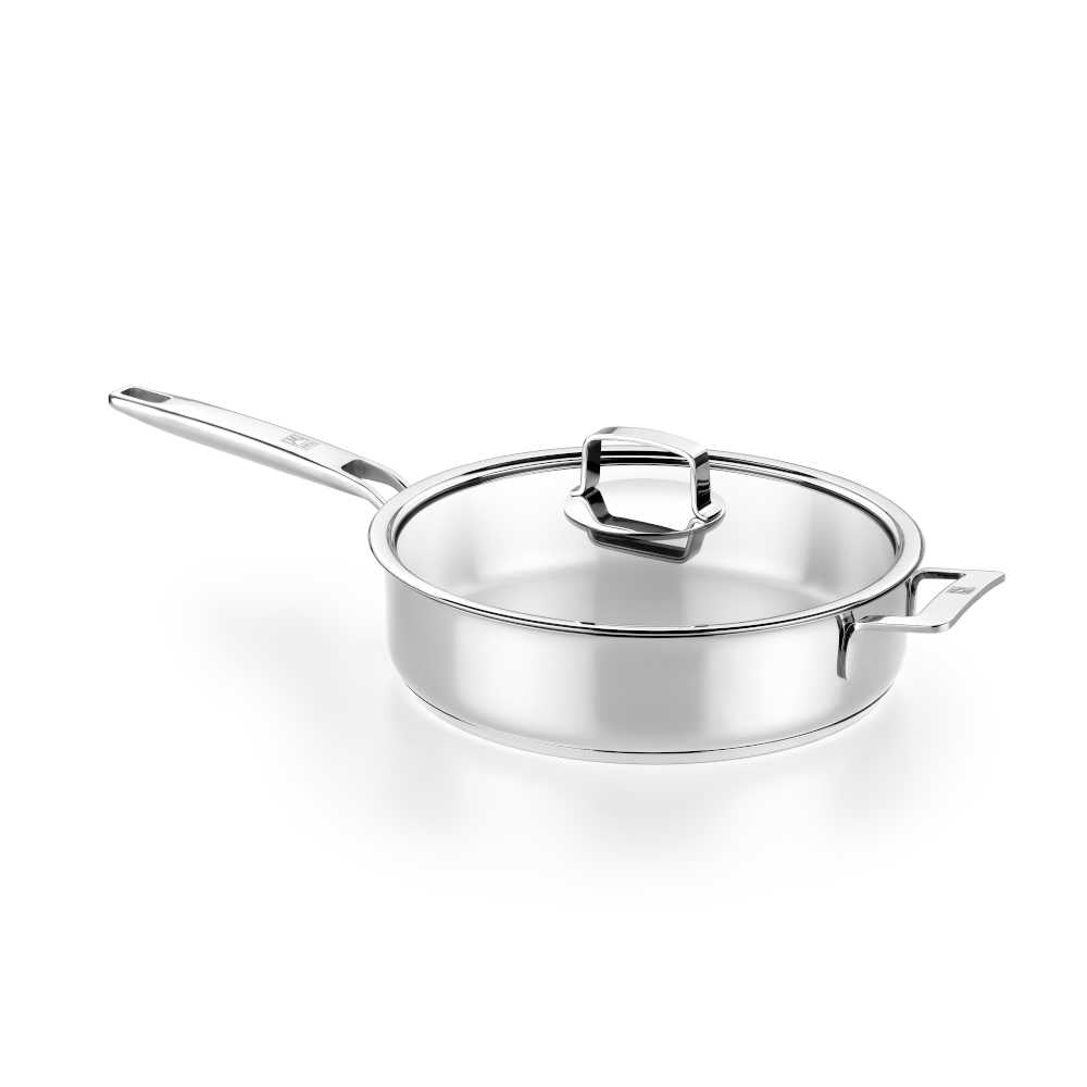 BRA Signature - Juego de 2 sartenes de 24 y 28 cm, acero inoxidable 18/10, sin revestimiento antiadherente, base difusora triple, apto para todo tipo de cocinas y placas de inducción, acabado BRA Signature - Juego de 2 sartenes de 24 y 28 cm, acero inoxidable 18/10, sin revestimiento antiadherente, base difusora triple, apto para todo tipo de cocinas y placas de inducción, acabado