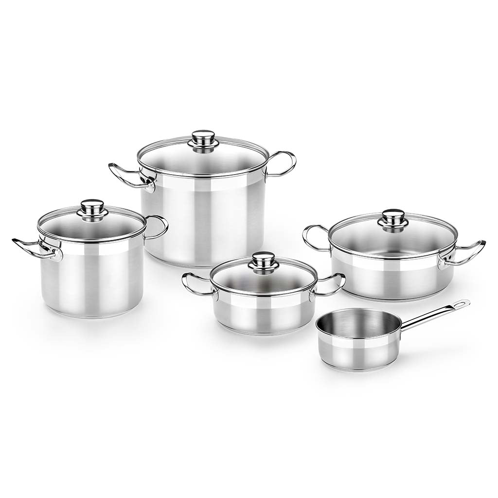 Professional 9-Piece Cookware Set with Glass Lids