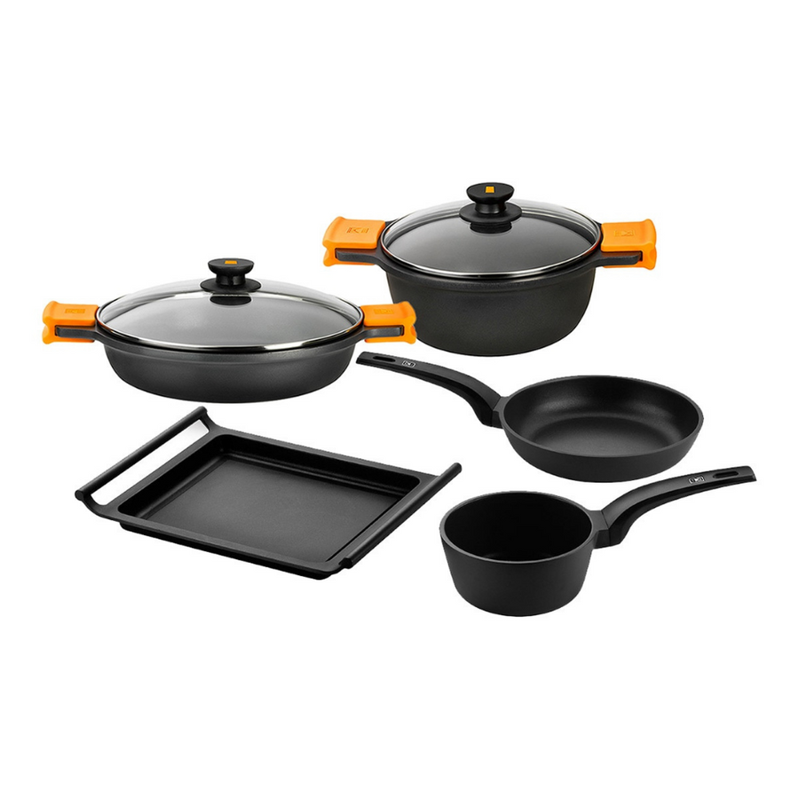 Efficient 7-Piece Cookware Set with Grill Pan