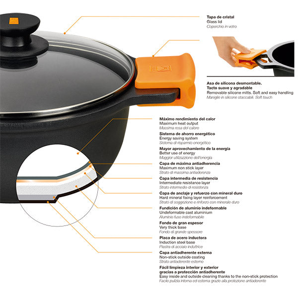 Efficient Orange Deep Frying Pan