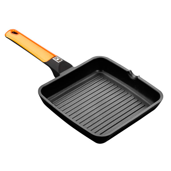 Efficient Orange Ribbed Grill Pan